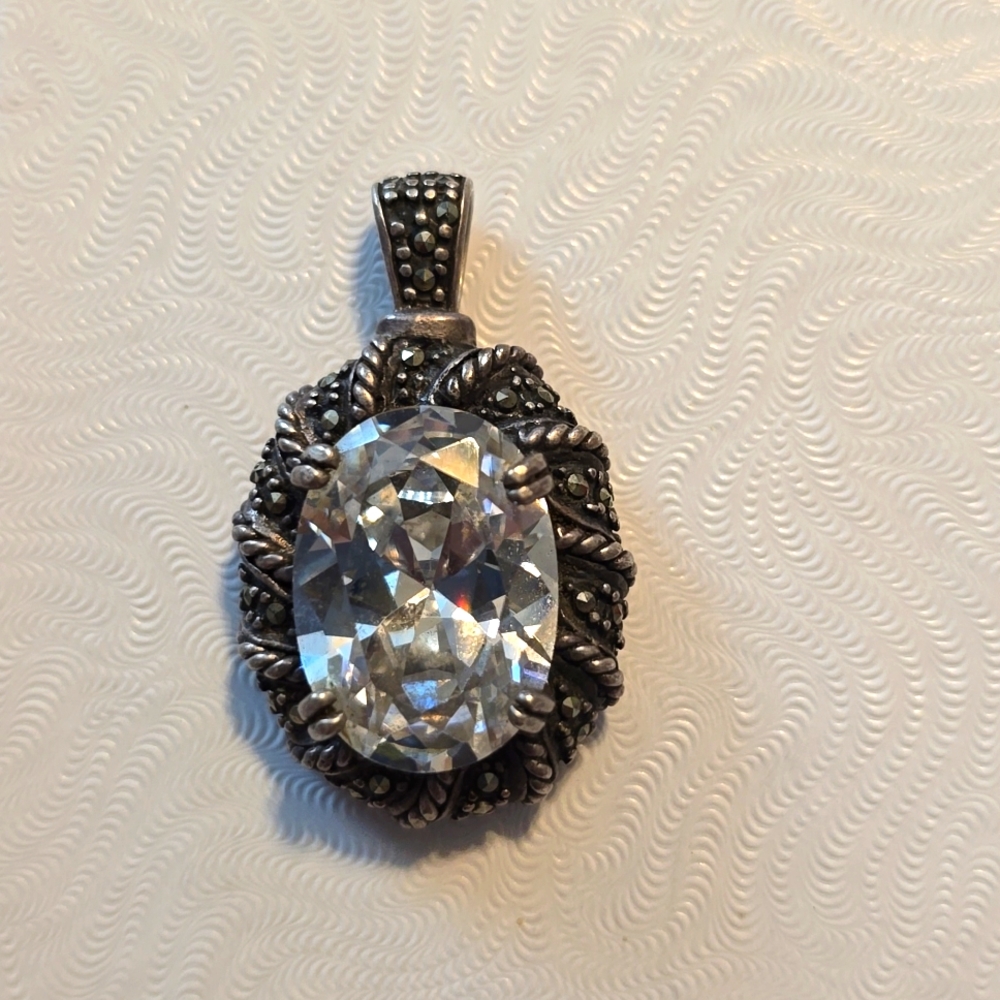 Sterling CZ pendant with marcasite